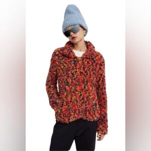 Desigual Putney Knitted Short Jumper Marbled Multi-Coloured Longsleeve Large